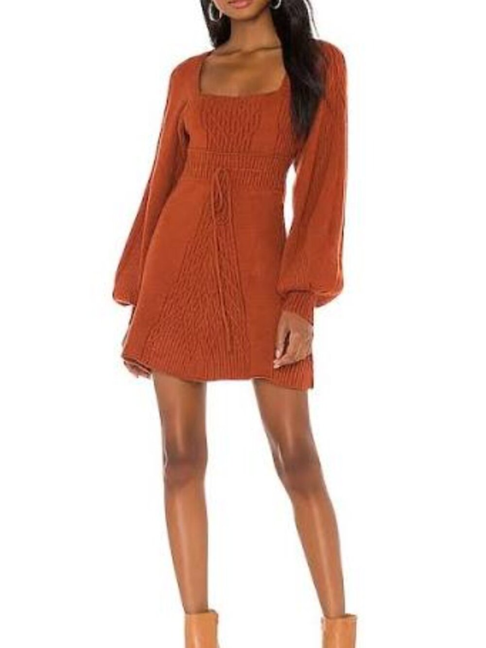 FREE PEOPLE EMMALINE  SWEATER Mini Dress in Cinnamon SMALL NWOT